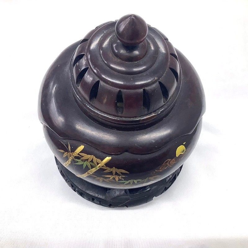 香炉 三足 アンティーク 骨董 作者不明 木製 お香【中古】MK