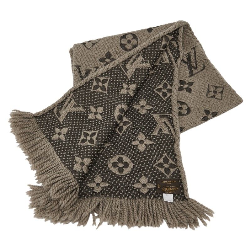 ルイ ヴィトン エシャルプ ロゴマニア M72242 ヴェローヌ グレー ウール シルク レディース LOUIS VUITTON 1-0237703