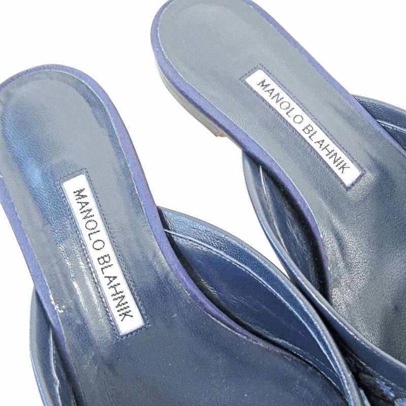 マノロブラニク MANOLO BLAHNIK 美品 フロッキー ドット柄