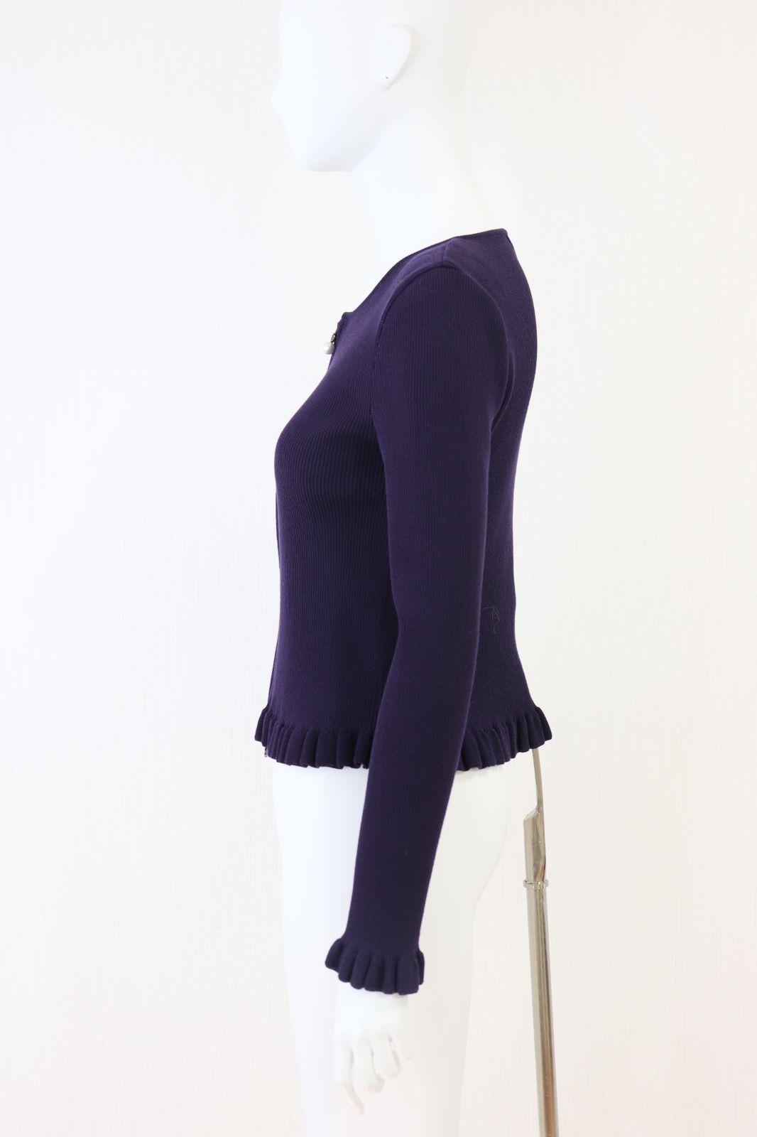 Rene☆ルネ リブニットジップアップカーディガン 6832330 紫/パープル  