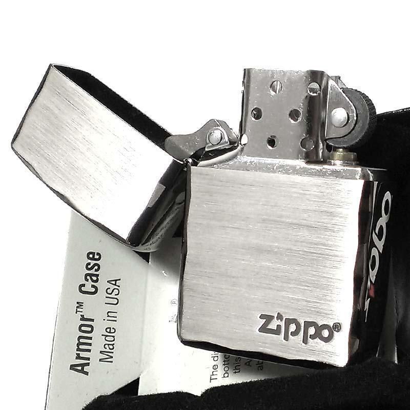 ZIPPO ライター アーマー ジッポ 重厚 シンプル ロゴ シルバーサテン＆ブラック 両面コーナー彫刻 黒銀 渋い かっこいい おしゃれ ギフト  プレゼン - メルカリ