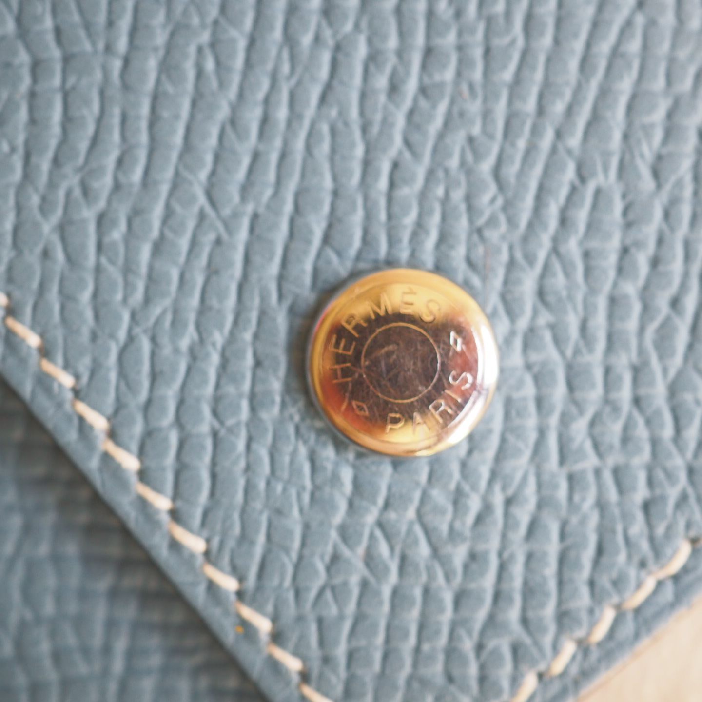 良品☆ エルメス HERMES セリエ 4連キーケース ブルージーン シルバー  