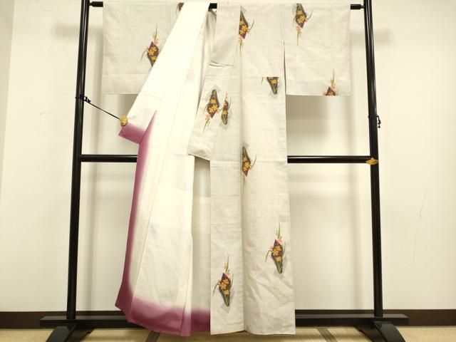 平和屋着物●上質な紬　流水草花文　正絹　逸品　DAAV3216du 平和屋着物○上質な紬 流水草花文 正絹 逸品 DAAV3216du