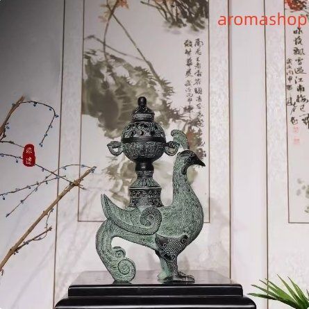 香炉 鳳 置物 鑑賞 ♥ 工芸品 合金製 美術品 Mサイズ