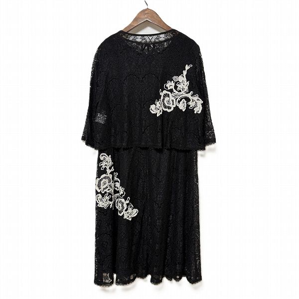 anc トクコ TOKUKO1erVOL ワンピーススーツ 9 黒 セットアップ 総レース 刺繍 ノースリーブ 七分袖 レディース 974068