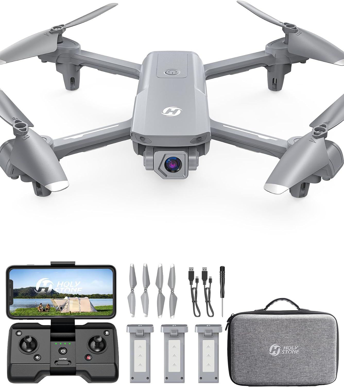 Holy Stone ドローン カメラ付き 100g未満 GPS搭載 申請不要 屋外 小型 1080Pカメラ 収納ケース付き バッテリー3個 42分飛行時間 クリスマスプレゼント 自動帰還 フォローミーモード ウェイポイント