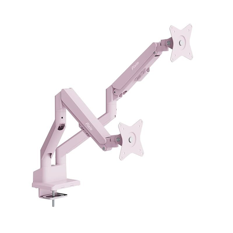 【新品】 Pixio PS1D Wave Pastel Pink モニターアーム デュアル パステルピンク 2画面 上下 ガススプリング かわいい 32インチ 対応 1