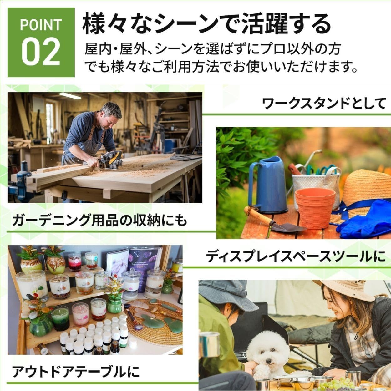 軽量作業台 耐荷重600kg｜ワンタッチ伸縮式｜W113×D60×H73cm｜折りたたみ式収納袋付き｜大工