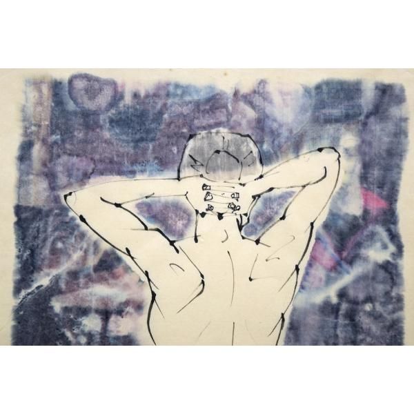 伊藤 ゴオショ「裸婦」墨彩画 異端の天才画家 裸婦デッサン