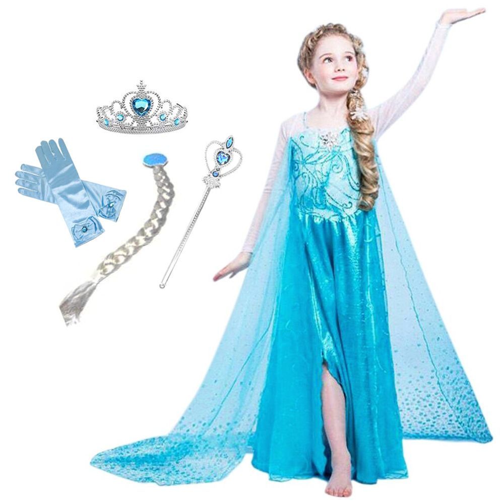 アナと雪の女王 エルサ 子供 ドレス 衣装 豪華５点セット 100～140cm 