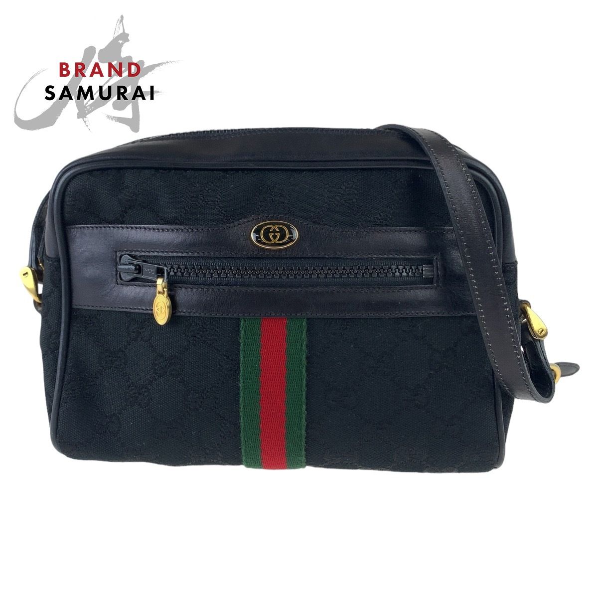 GUCCI グッチ ヴィンテージ シェリーライン オールドグッチ ブラック GGキャンバス/レザー 370013653 斜め掛け ショルダーバッグ  407297【中古】 - メルカリ