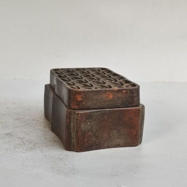 銅製 香炉長方形 焚紙炉 臥式四方炉鼎 香炉 装飾品 工芸品 美術