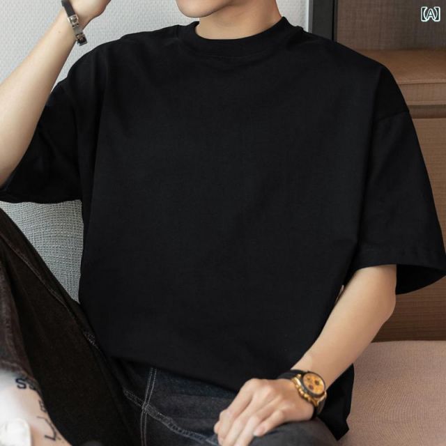 L メンズ ファッション 服 オシャレ シンプル 大人 かっこいい 大きいサイズ ストリート 紳士服 260 グラム ヘビー コットン T シャツ 半袖 ラウンドネック トップス アメリカンコットン 無地 ボディ