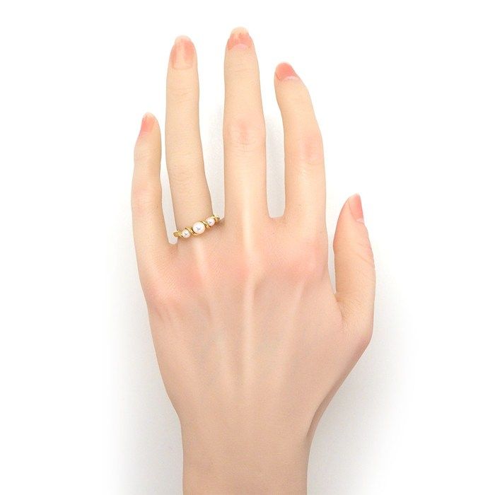 ミキモト MIKIMOTO リング 3ポイント パール 3.5-5.0mm珠 K18YG 12号  