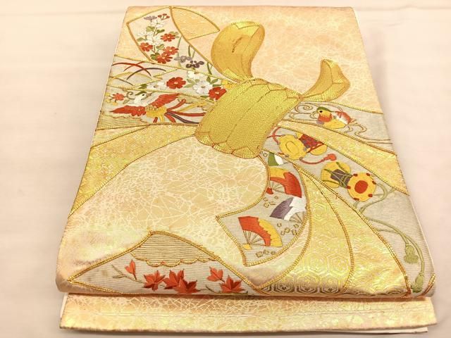 A 菊花模様 銀駒刺繍 銀色 太鼓 正絹 フォーマルな袋帯 楽天市場】【新古品】 袋帯 フォーマル 未使用 正絹 本金箔 金駒