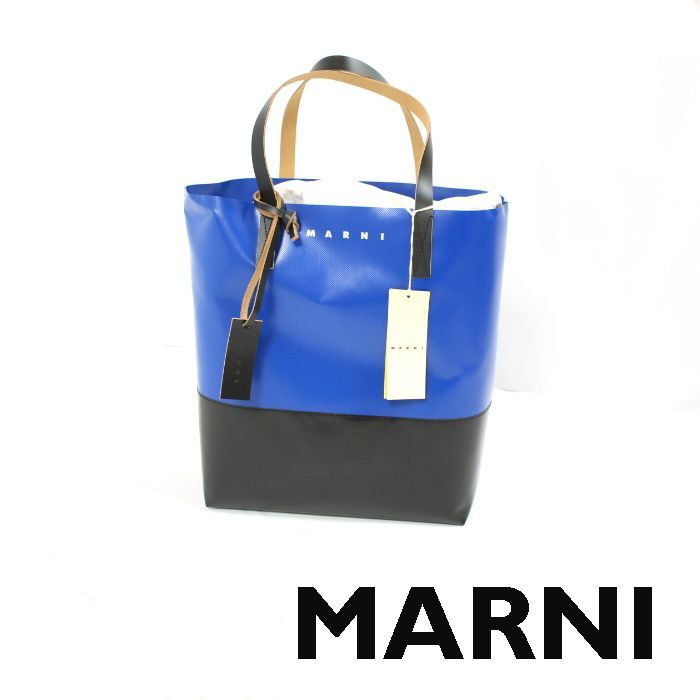 品揃え豊富で MARNI TRIBECAショッピングバッグ PVC バイカラートート