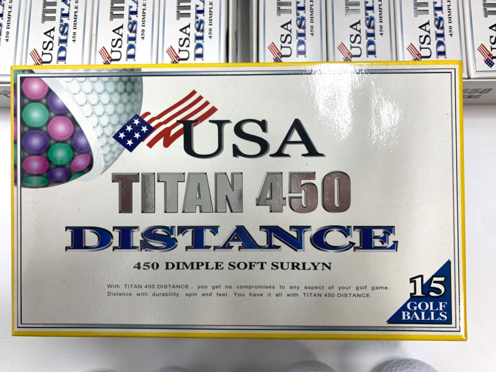 ゴルフボール75 球 チタン450 USA TITAN 450 DISTANCE 15GOLF BALL × 5