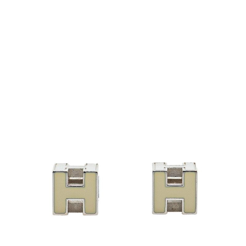 エルメス カージュ ド アッシュ Hキューブ スタッドピアス シルバー オフホワイト メタル レディース HERMES 1-0214499