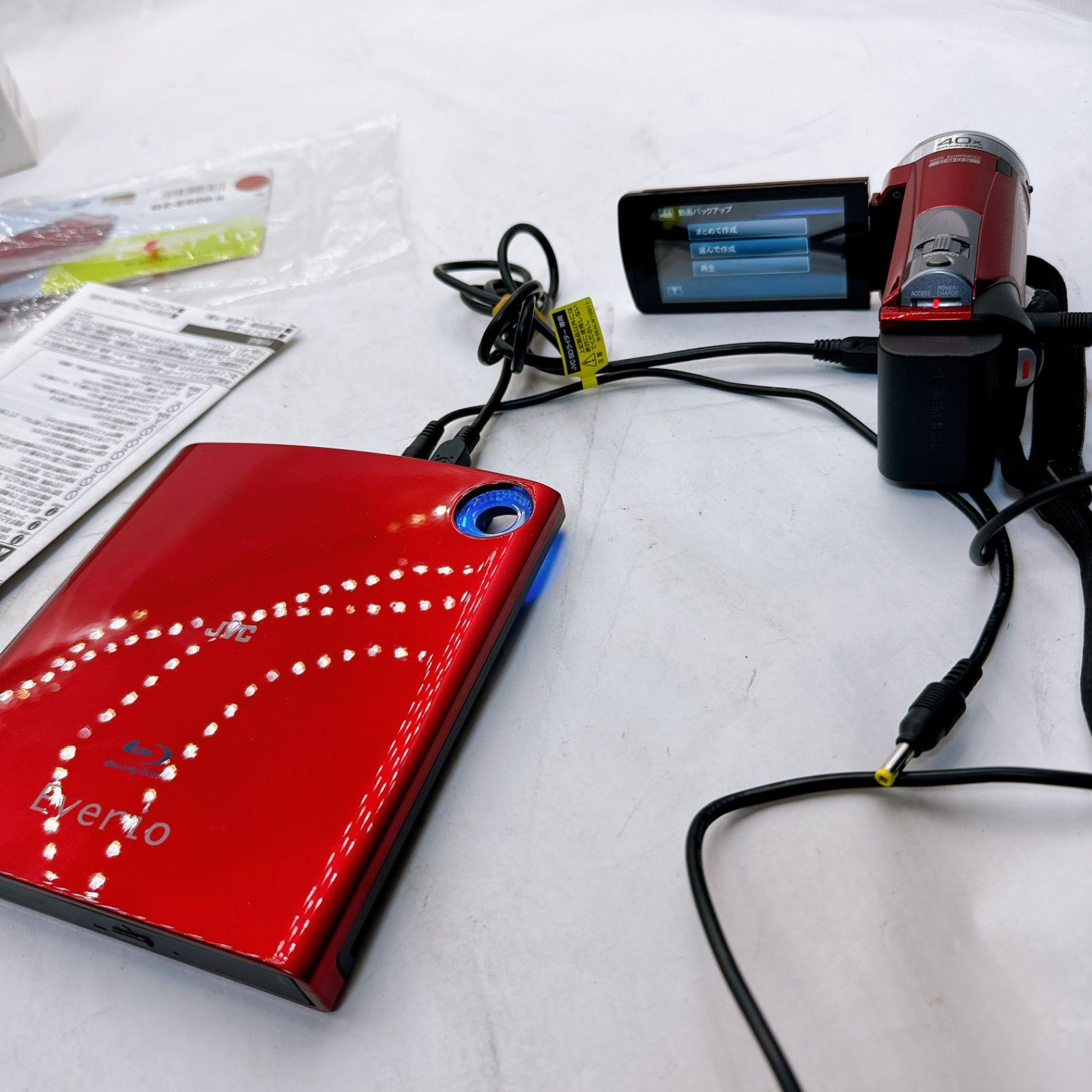 【美品】JVC GZ-E600-R BDライターセット 中古動作品】JVC エブリオ ハイビジョンメモリームービー GZ-E600-R