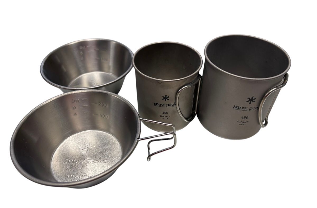 ♪0200 スノーピーク チタン シェラカップ 2個 シングルマグ コップ 2個 セット 300ml 450ml snow peak