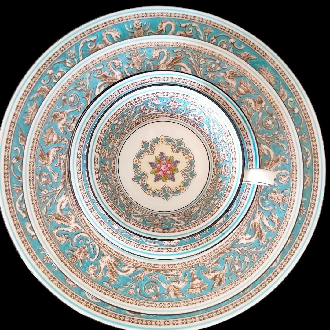 ★美品★ ウェッジウッド フロレンティーン ターコイズ 紅茶 5Pセッティング ☆美品☆ ウェッジウッド フロレンティーン ターコイズ 5P