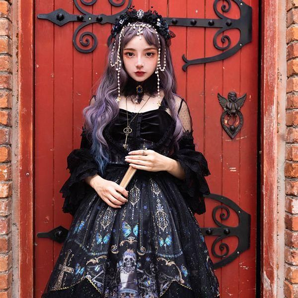 ロリータ ワンピース コスチューム メイド服 ゴスロリ ロリータワンピース 華やか メイド 豪華セット レディース 姫袖 姫ロリ 甘ロリ ゴシック ゴスロリ おと　hl1010