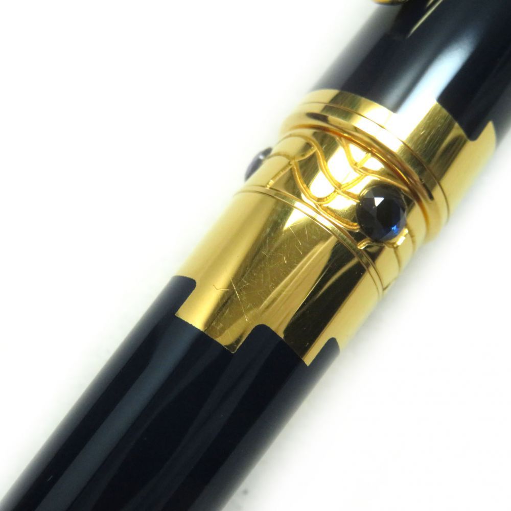 美品【デュポン本物】万年筆/ペン先K18/ブラック×ゴールド 極美品▽デュポン ヌエボムンド スピネル ペン先K18 世界1000個限定
