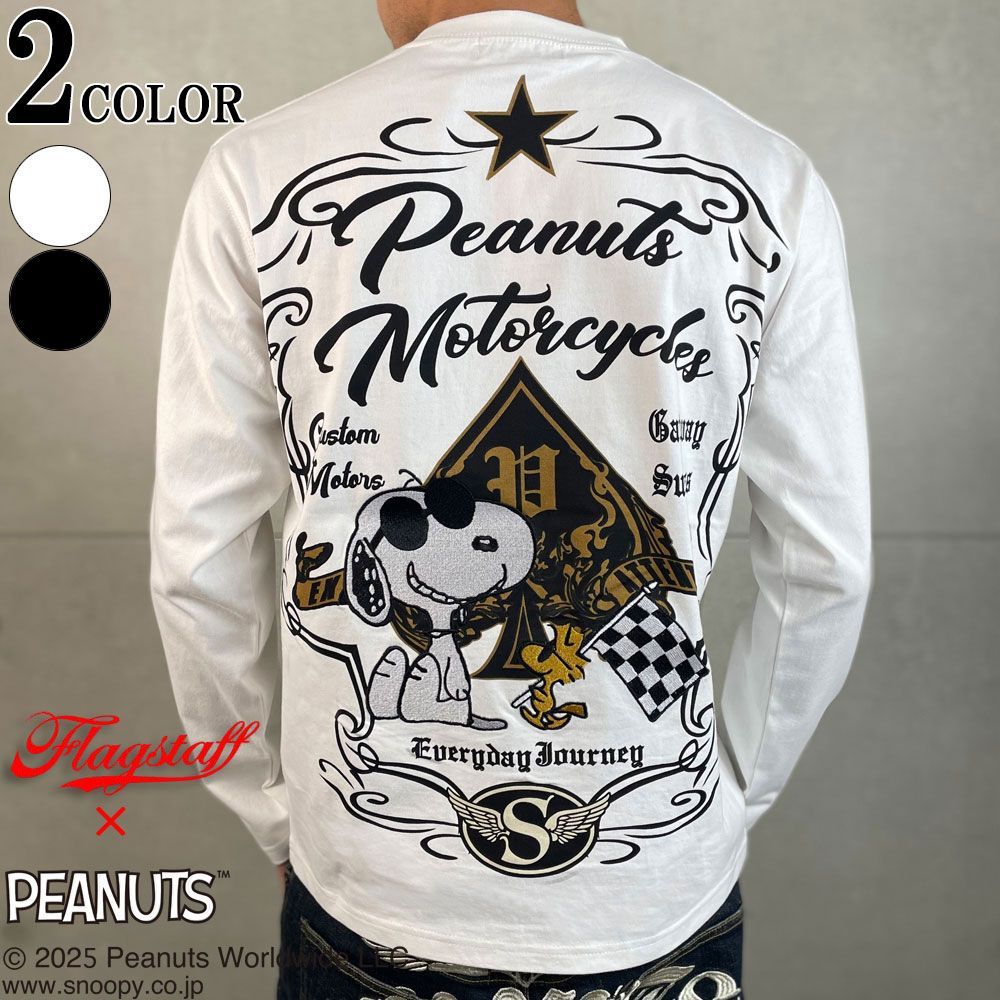 PEANUTS MOTORCYCLES 長袖シャツ スヌーピーXXL 新品未使用 SNOOPY×Flagstaff PEANUTS MOTORCYCLE TEE フラッグスタッフ