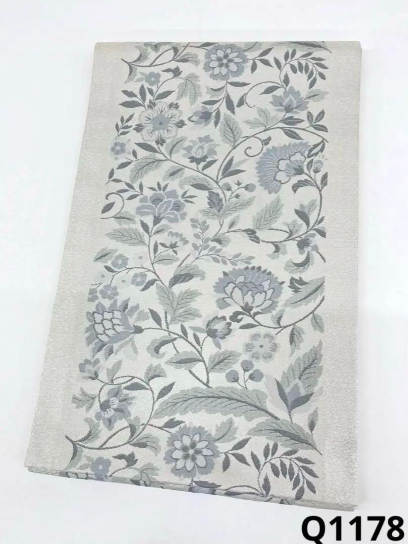 全通 九寸名古屋帯 開き名古屋 モダン 唐花 正絹