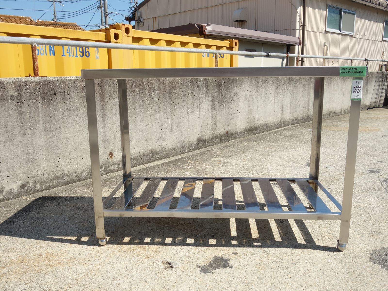 中古】K▽業務用 厨房 作業台 棚 ステンレス 幅1115×奥行535×高
