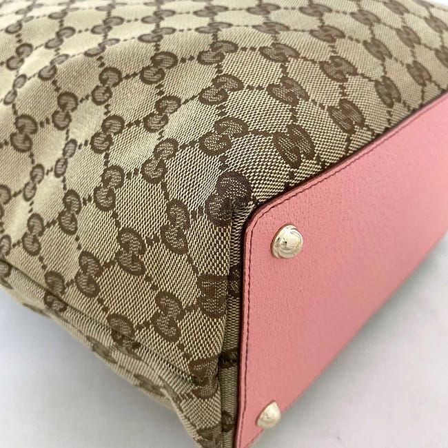 GUCCI グッチ トートバッグ ベージュ ピンク GG レザー グッチ GG