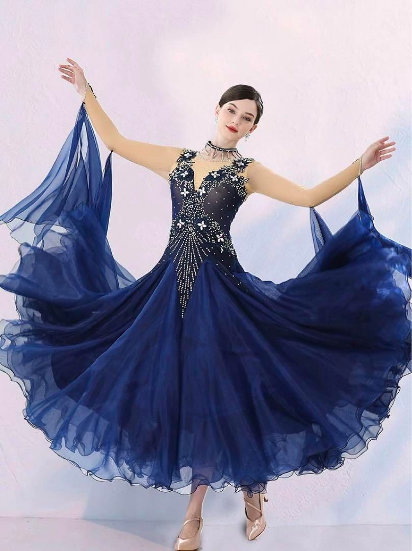 ストーン付きスタンダード練習着ワンピース?ダンスパーティーに