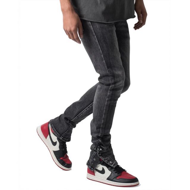 【送料無料】mnml M588 SNAP スキニー デニム パンツ フレアカット ブーツカット ウォッシュドブラック 黒 SLIM DENIM PANTS Washed Black ミニマル