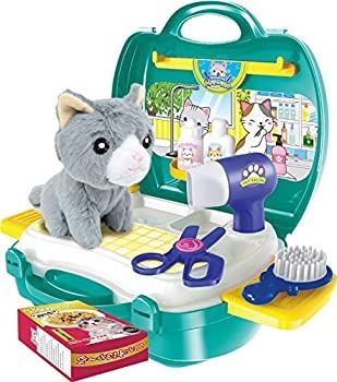 【中古】「未使用品」子供用玩具 なりきりごっこあそびセット にゃんにゃんトリマーセット (ネコちゃんぬいぐるみ付)