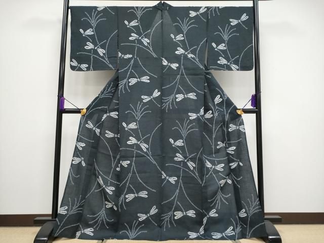 平和屋着物 上 夏物 浴衣 有松鳴海絞り トンボ 蝋色地 麻 ♥ CYAA3440s5