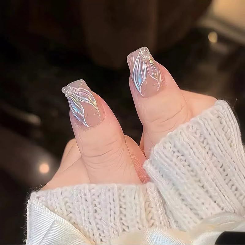 手作り チップ ネイル 花嫁ネイル ネイル 3D 光沢 人気 つけ爪 人気