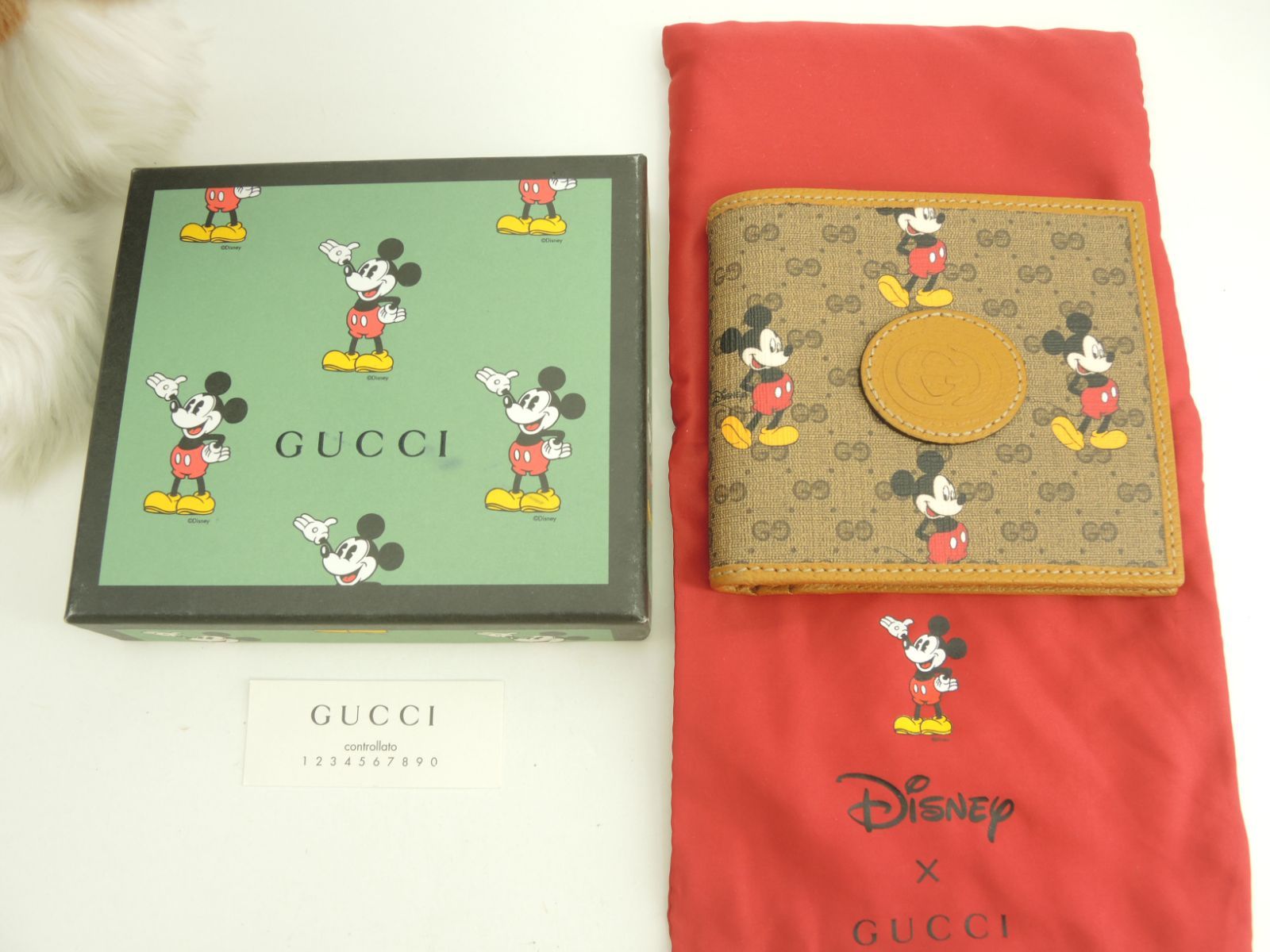 グッチ 2折財布 ミッキーマウス マイクロGG茶 コンパクトウォレット 未