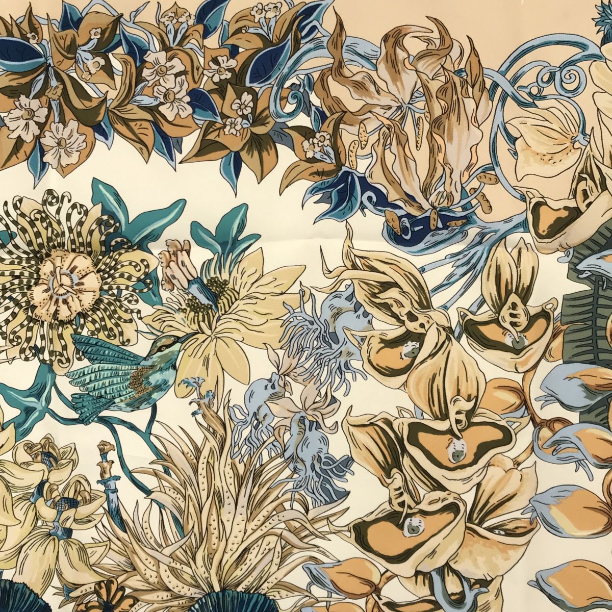 エルメス HERMES カレ90 無人島 植物 L'lle Deserte スカーフ シルク