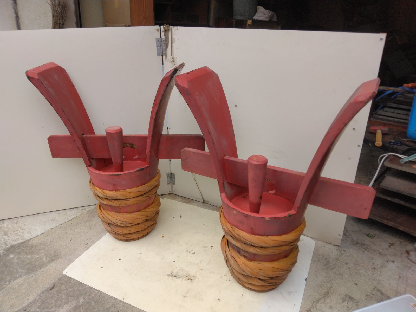 角樽（つのだる）朱塗り 一対 ツノダル 珍品 骨董品 コレクション