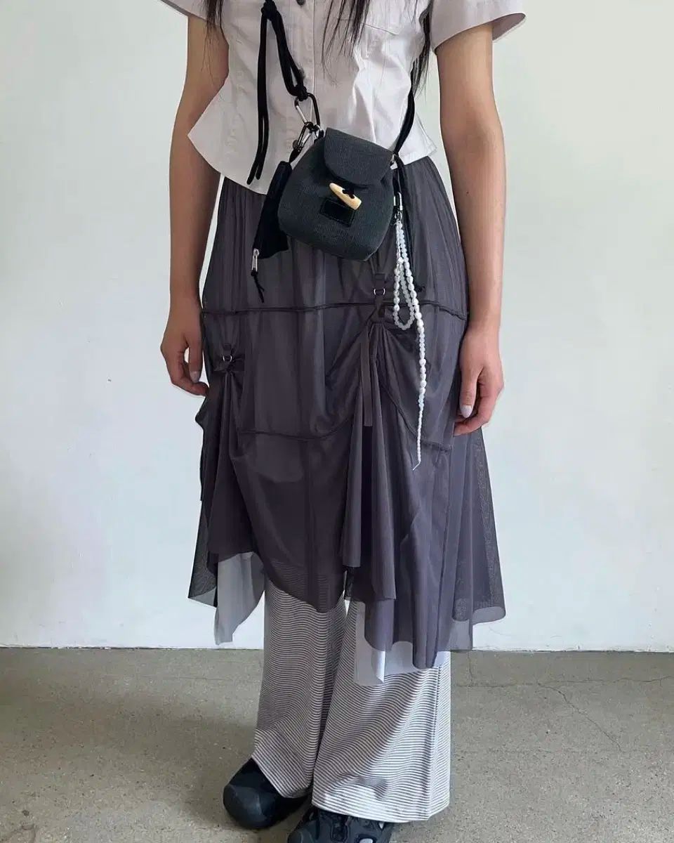 テン スダンス スカート ミディ丈 チャコール