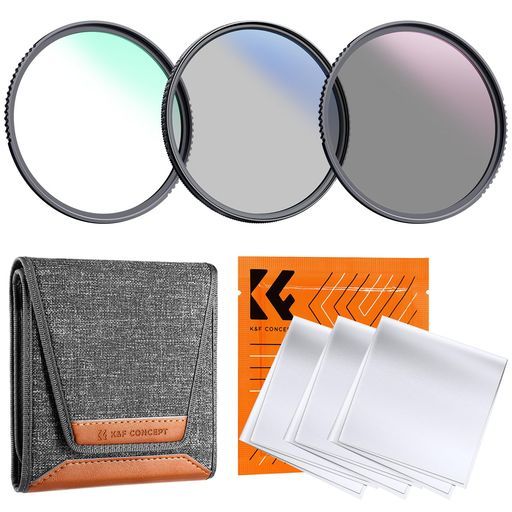 K&FConcept46mmレンズフィルターセットND4フィルター+PL偏光フィルター+UV保護フィルター+3枚クリーニングクロス+フィルターケース光学ガラス18層ナノコーティング(Kシリーズ)