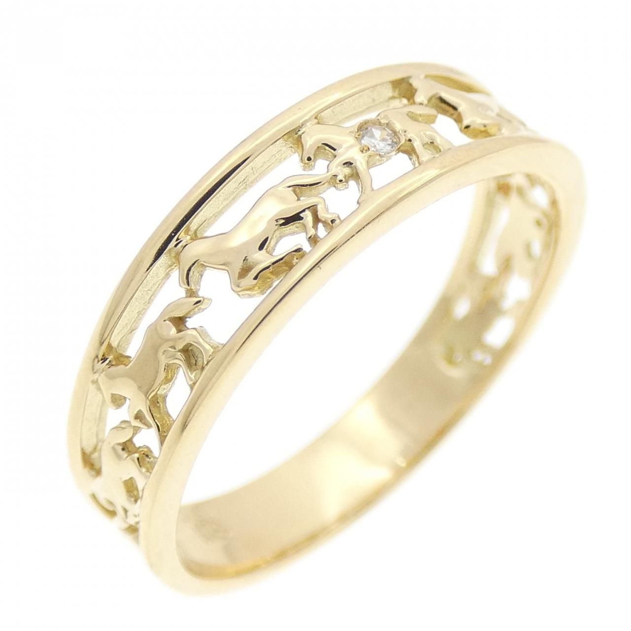 K18YG ホース ダイヤモンド リング 0.01CT