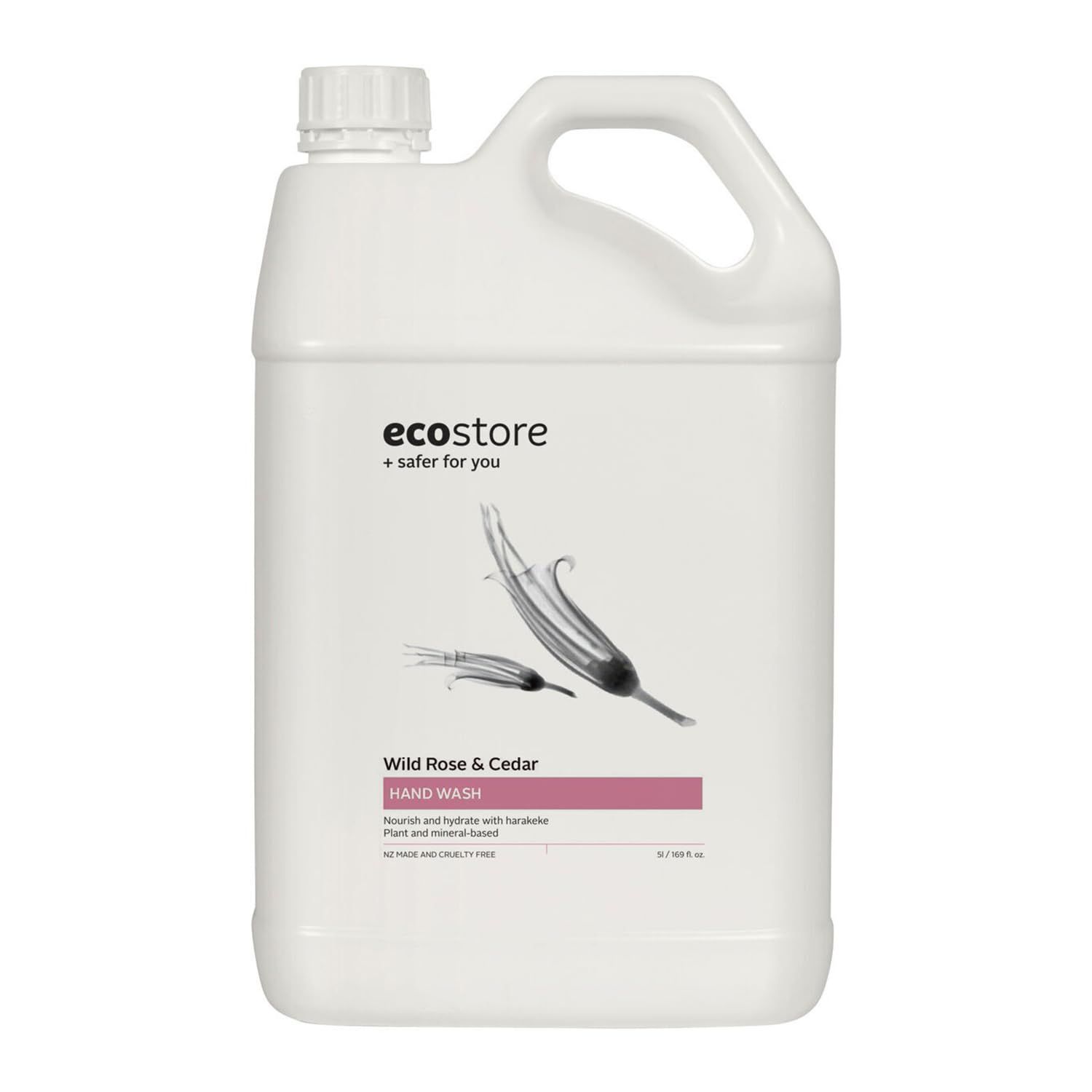 ecostore エコストア ハンドウォッシュ ワイルドローズ＆シダー 5L ハンドソープ 液体せっけん 植物由来 肌にやさしい 大容量 詰め替え