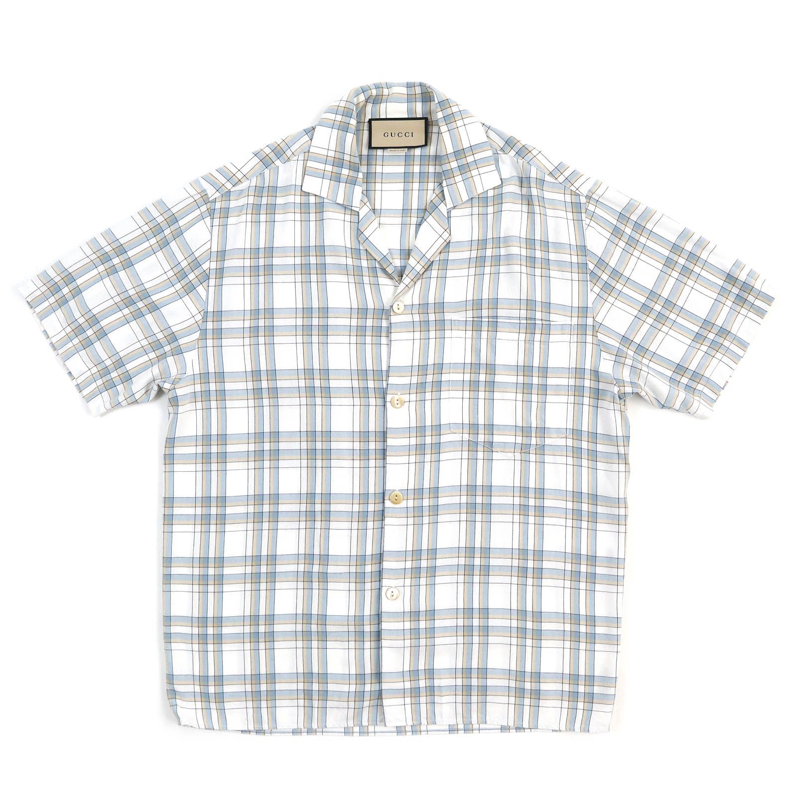 美品△GUCCI グッチ 22SS 685946 チェック柄 ボウリングシャツ 