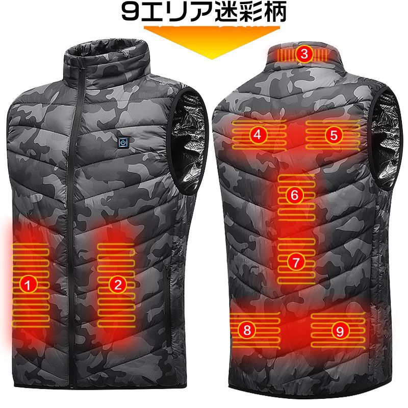 電熱ベスト ヒーターベスト ヒーター ヒーター付き USB 加熱ベスト 電熱ウェア 防寒ベスト 作業服 電熱服 登山 釣り 大きいサイズ 発熱ベスト 3秒速暖 防寒対策 hewen02-15