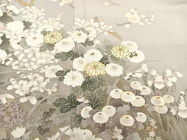 平和屋着物●訪問着　友禅　駒刺繍　草花文　金彩　正絹　逸品　AABB5160ph 平和屋着物○訪問着 友禅 駒刺繍 草花文 金彩 正絹 逸品 AABB5160ph 平和