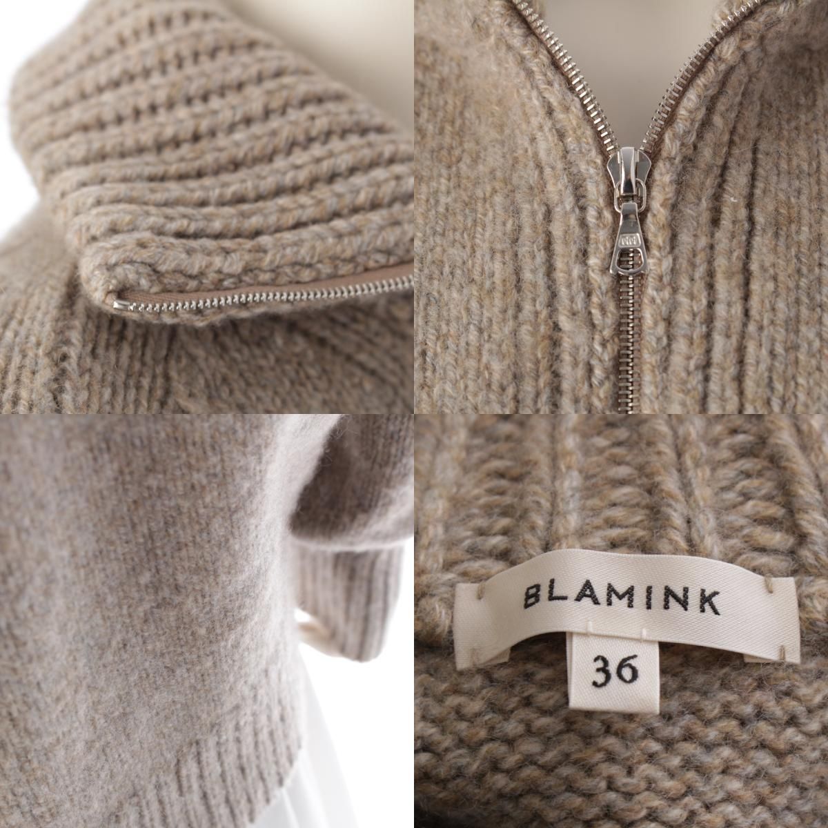 BLAMINK - ブラミンク カシミヤ ハーフジップ ニット セーター トップス 7913 106 0226 グレージュ 36【中古】 ブラミンク カシミヤ ハーフジップ ニット セーター トップス