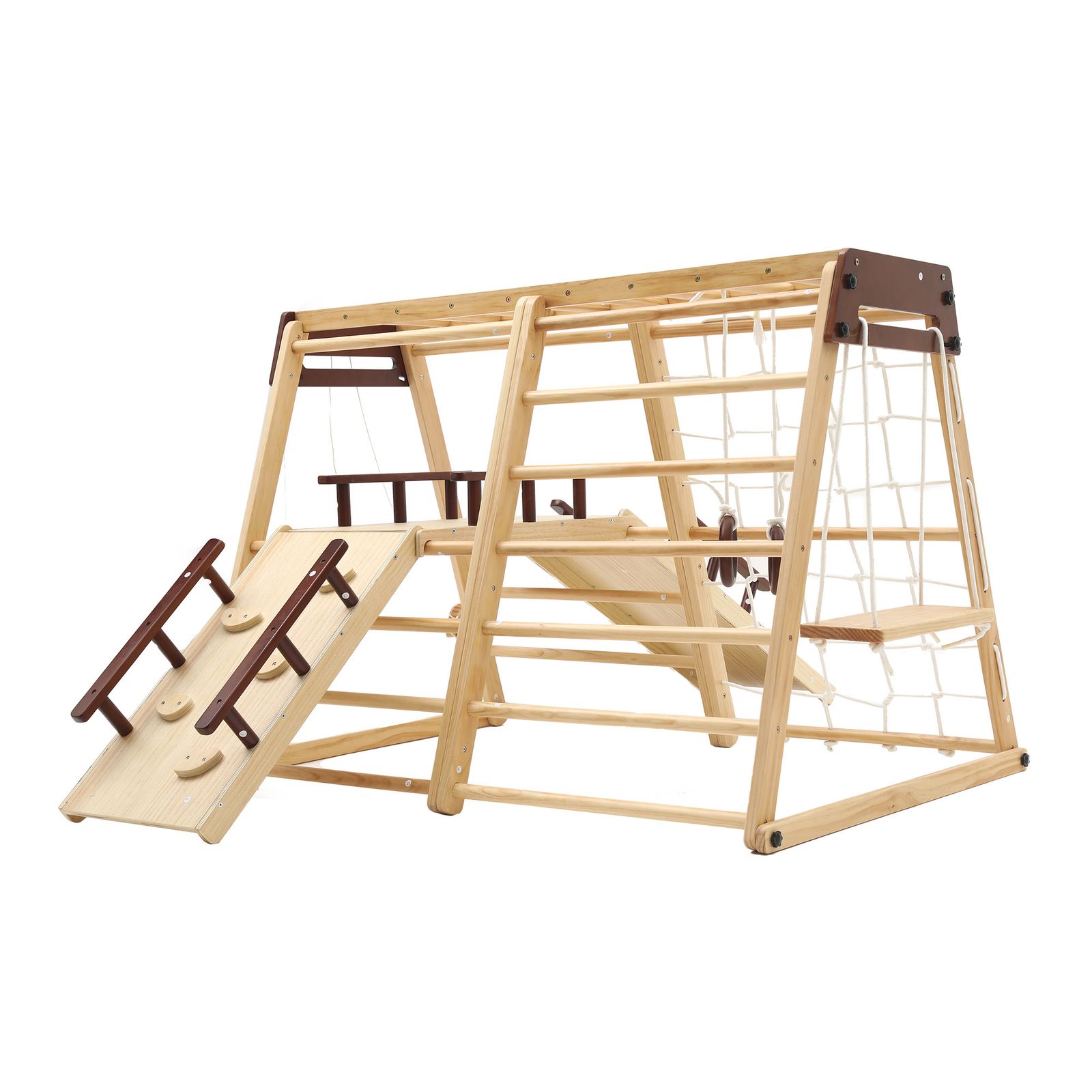 ジャングルジム 折りたたみ 9 in1 滑り台 室内　木製 大型遊具 天然木 耐荷重50kg　ギフト　誕生日プレゼント ジャングルジム 9in1 室内 室内遊具 折りたたみ ブランコ すべり台