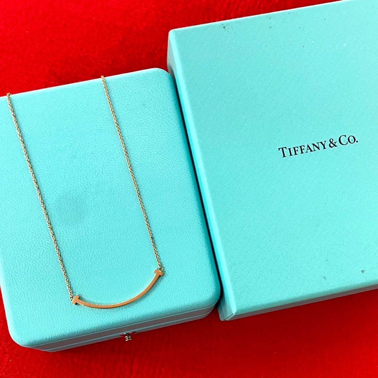 極 美品 箱付 TIFFANY&Co. ティファニー T スマイル ネックレス