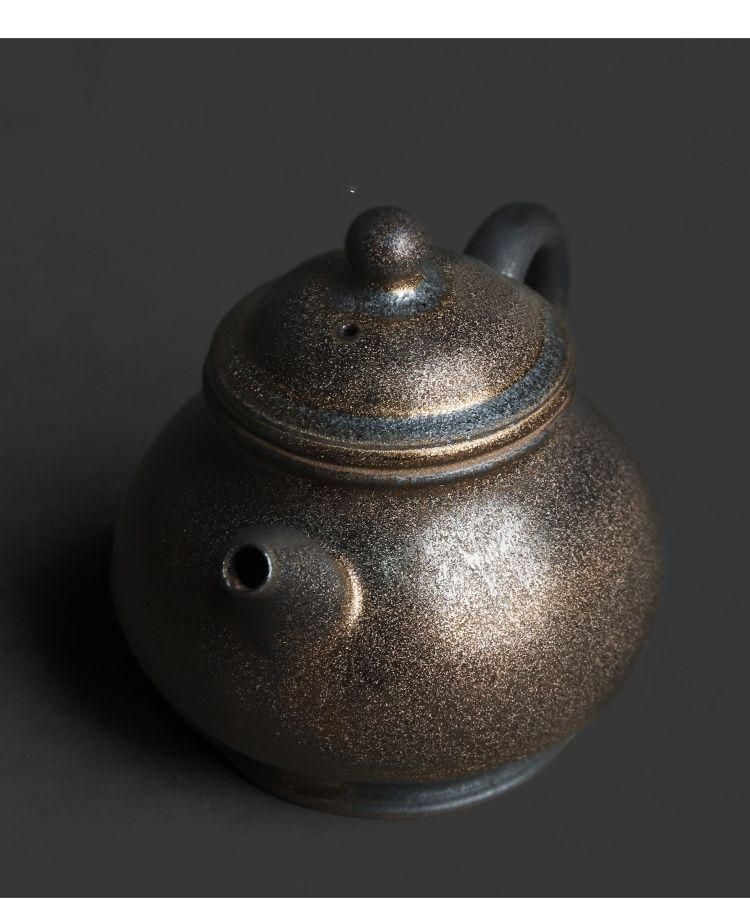窯変鎏金高潘茶壺 急須 茶器 煎茶道具 窯変鎏金高潘茶壺 急須 茶器 煎茶道具
